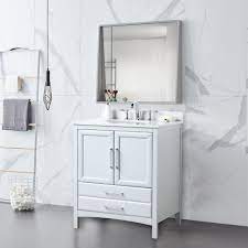 Most narrow bathroom sinks actually rotate the faucet so it runs parallel to the wall. Vanity Art 30 Single Sink Bathroom Vanity Set 1 Shelf 2 Drawers Small Bathroom Storage Floor Cabinet With White Marble Top Overstock 27120209