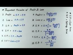 Profit Loss Profit And Loss Important Formulas Youtube Math Methods Profit And Loss Statement Math Formulas