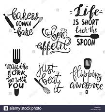Satz Von Hand Gezeichnet Lustige Spruche Fur Die Kuche Oder Restaurant Poster Stock Vektorgrafik Alamy