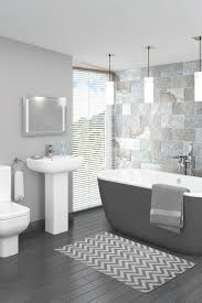 This Beautiful Grey Bathroom Design Is Complemented Brilliantly By That Gorgeous Grey Painted Freest Grey Bathrooms Designs Bathroom Design Gray Bathroom Decor