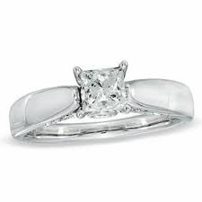 1 Ct T W Certified Princess Cut Diamond Engagement Ring In 14k White Gold J I2 Zales Outlet