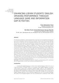 Belajar pada kehidupan fauna sub tema : Pdf Enhancing Libyan Students English Speaking Performance Through Language Game And Information Gap Activities