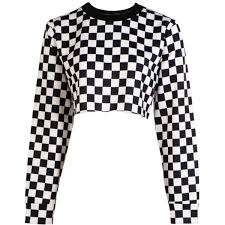 Black And White Checkered Tank Top Tops 226 900 Vnd Liked On Polyvore Featuring Tops White Top Crew Neck Sweatshirts White Sweatshirt White Cami Tops Checkered Outfit Cropped White Shirt