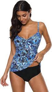 Attraco Womens Two Piece Swimwear Sets Paisley Tankini Swimsuit Black Medium At Amazon Women S Cl Tankini Swimsuits For Women Tankini Womens Two Piece Swimwear