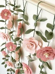 Vertical Garland Wall Hanging Blush Pink And White Vertical Garlands Felt Flower Garlands Felt Flower Garland Floral Garland Paper Flowers