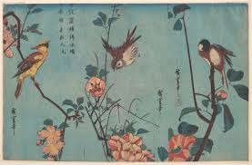 Qr codes, like the barcodes they enhance, convey information through a graphical code of black and white pixels. Utagawa Hiroshige Titmouse And Camellias Right Sparrow And Wild Roses Center And Black Naped Oriole And Cherry Blossoms Left Japan Edo Period 1615 1868 The Metropolitan Museum Of Art