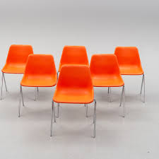 Robin and lucienne day transformed british design after world war ii with striking furniture and textiles that robin's revolutionary furniture designs introduced materials such as plastic, steel and his stacking polypropylene chair endures as an icon and now graces a royal mail postage stamp. Robin Day Six 1970 S Plastic Chairs Bukowskis