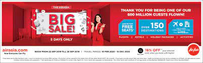 Air asia is having a big sale for 2019 and 2020. Airasia Celebrates 600 Million Guests Flown With Big Sale Airasia Newsroom