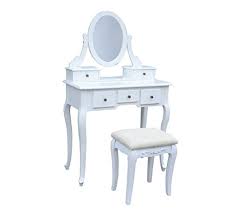 Une commode avec miroir est une pièce polyvalente qui vous permet de gagner de la place en devenant son point fort. Coiffeuse Table De Maquillage Commode De Coiffer Avec Tabouret Tiroir Et Miroir Pivotant En Bois Blanc