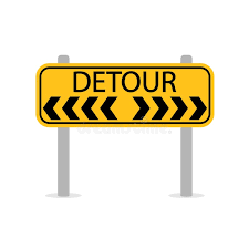 Detour To the Left. a Rectangular Yellow Road Sign with Black Arrows Stock  Vector - Illustration of repair, road: 356906731