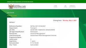 Search through the results in management advertised in south africa on junk mail. Eastern Cape Department Of Transport Secretary Financial Management East London Salary Magazine