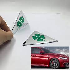 アルファロメオ用四葉緑デルタ車側フェンダーエンブレムバッジステッカー用4c 147 156 166 159ジュリエッタgiuliaクモgt Emblem Badge Car Side Stickersemblem Sticker Aliexpress