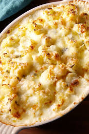 Who Needs Taters This Cheesy Cauliflower Bake Is The Perfect Side Dish Recipe Recipes Cheesy Cauliflower Bake Food