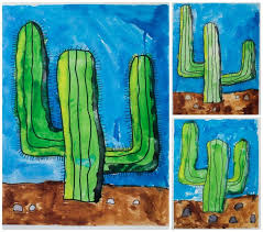 Cactus Themed Art Projects For Dad On Father S Day Elementary Art Projects Watercolor Cactus Classroom Art Projects