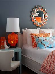 Orange And Turquoise Always A Favourite I Love How The Mirror Reflects The Bright Colors By K Mathiesen Bedroom Orange Master Bedroom Design Bedroom Design