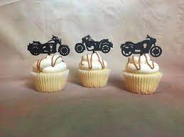 Motorcycle Cupcake Toppers Harley Davidson Cupcake Topper Etsy In 2021 Motorcycle Party Harley Davidson Birthday Motorcycle Wedding