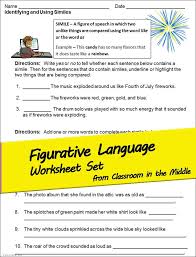 Figurative Language And Imagery Activity Sheets For Upper Elementary And High School Writing Activities Poetry Teaching Resources Figurative Language Activity