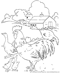 Farm Scenes Coloring Page Farm Scene Chickens And Geese In The Barn Yard Farm Coloring Pages Chicken Coloring Pages Coloring Pages