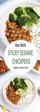 Vegan Sticky Sesame Chickpea Recipe Recipe Vegan Chickpea Recipes Vegetarian Vegan Recipes Chickpea Recipes