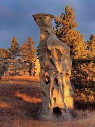 Formations Of Sandstone In Medicine Rocks State Park With Light From Sunrise Through Trees Montana Big Sky Country State Parks Montana