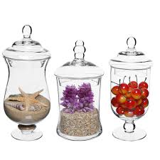 Store cotton swabs or cotton balls and display on the bathroom vanity. Mygift Set Of 3 Small Clear Glass Storage Display Canisters Wedding Buffet Apothecary Jars Buy Online In Bahamas At Bahamas Desertcart Com Productid 20014854