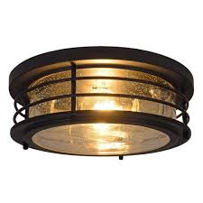 Flush mount porch lights come in multiple styles, sizes and designs to easily integrate with your existing popular styles of outdoor ceiling lights. Sylvania Andover 11 In Double Bulb Antique Black Drum Ceiling Flush Mount With 2 Edison 6 5 Watt Led Light Bulbs Included 60126 The Home Depot