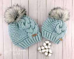 Big Braid Mommy And Me Knit Hats Etsy Knitted Hats Baby Hats Knitting Knitting