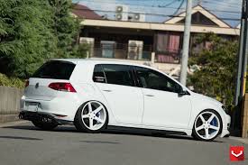 Customized White Vw Golf Gti On Color Matched 5 Spoke Wheels Golf Gti Vw Golf Gti