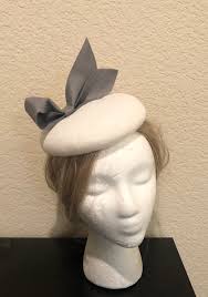 Two Tone WHITE 100% Merino Wool Fascinator Hat