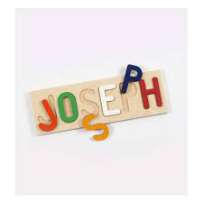 Custom made personalized wooden name puzzles for children, babies, or adults are a wonderfully unique gift that can include initials and symbols. Personalized Wooden Name Puzzle Available With Without Pegs