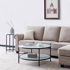 Beside the table, two placing boards. Nestfair Glass Coffee Table With Large Storage Space Black
