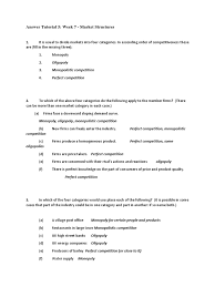 Answer Tutorial 5 Week 7 Market Structure Monopoly Perfect Competition