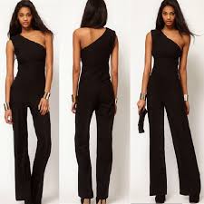 Asymmetric One Shoulder Wide Leg Jumpsuit Women S Palazzo Pants Overalls Catsuit Black Jumpsuit Dress Womens Black Jumpsuit Jumpsuits For Women