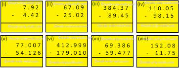 worksheet on subtraction of decimal fractions subtracting decimals