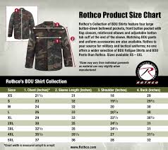 Rothco Bdu Shirt Size Chart Uniform Tactical Supply