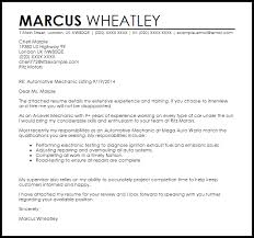 Automotive Mechanic Cover Letter Sample Cover Letter Templates Examples