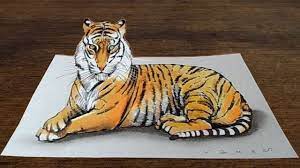 Awesome Tiger Drawing 3d Tiger Illusion On Paper Vamosart Tiger Drawing Drawings Illusions