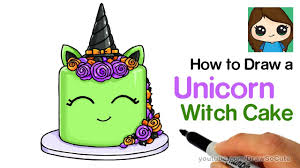 This lovely cake is inspired by rosanna pansino's unicorn cake that she made on her nerdy. How To Draw A Unicorn Witch Cake Easy Youtube