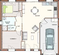 Plan Maison 2 Chambres Rez De Chaussee House 2 Bedroom House Garage House