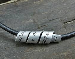 custom hand stamped leather scroll necklace personalised gift for him or her graduation confirmation boyfriend herren kette lederkette halskette leder