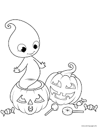 Happy halloween coloring pages 2021: Cute Ghost From Jack O Lantern Halloween Coloring Pages Printable