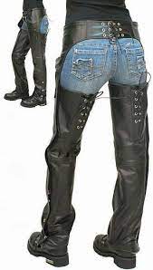 Leather Chaps W Adjustable Lace Thigh C1115l Biker Outfit Riding Outfit Motorcycle Chaps