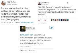 İstanbul sözleşmesi'nin feshedilmesine tepki gösteren sanatçı şevval sam'a hakaret eden yandaş yazar hilal kaplan söz konusu tweet'ini sildi. Hilal Kaplan Sasirtmadi Ermeni Yalanlarinin Atesli Savunucusu Tamga Turk