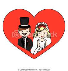 See more ideas about caricature, celebrity caricatures, funny caricatures. Colorful Silhouette Heart With Half Body Cartoon Married Couple Vector Illustration Canstock