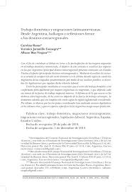 Trabajo doméstico y migraciones latinoamericanas. Desde Argentina,  hallazgos y reflexiones frente a los destinos extrarregiona