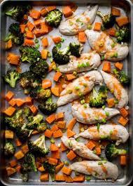 Oven Baked Sheet Pan Chicken And Broccoli Supper With Honey Sriracha Sauce An Easy Meal Prep Friendly One Pan Sheet Pan Dinners Pan Chicken Sheet Pan Suppers