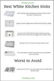 The front overflow prevents water from spilling, while the vitreous china construction resists stains, cracks, and chips and cleans up easily. 12 Best White Kitchen Sinks Plus 1 To Avoid 2020 Buyers Guide White Kitchen Sink White Farmhouse Sink Kitchen Remodel