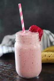 Creamy Strawberry Banana Milkshake Cooked By Julie Strawberry Banana Milkshake Strawberry Banana Smoothie Recipes Almond Milk Smoothie Recipes