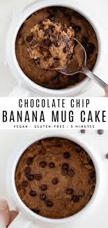 Chocolate Chip Banana Mug Cake Vegan Gluten Free Recipe In 2020 Banana Mug Cake Mug Cake Healthy Vegan Mug Cakes