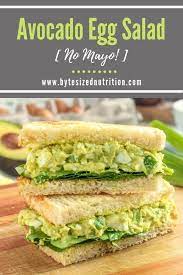 Avocado Egg Salad No Mayo Byte Sized Nutrition Recipe Avocado Egg Salad Egg Salad Recipe Healthy Salad Recipes